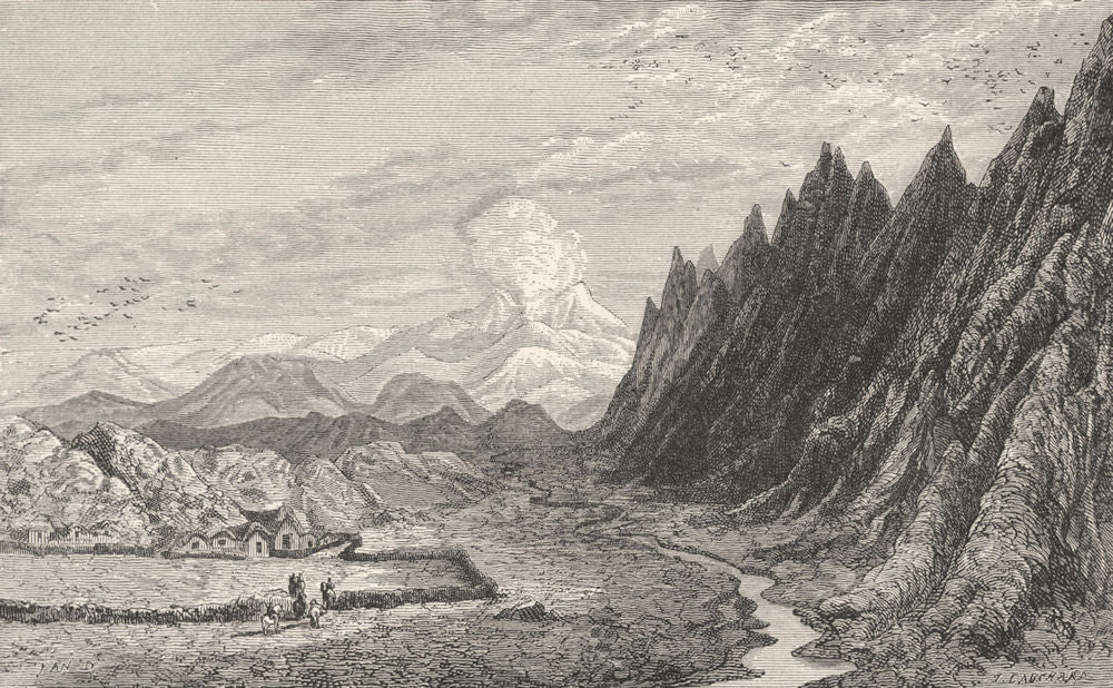 ICELAND. A Farm 1880 old antique vintage print picture